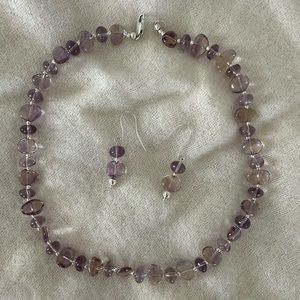 Amethyst necklace and earrings set